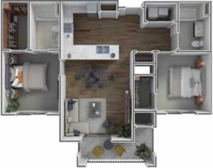 B - Two Bedroom / Two Bath 976 & 997 * Sq.Ft.*